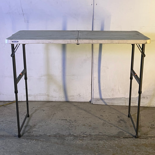 ZA@ LIFETIME Classic Folding Table Sz 47"L x 23.5"W x 38"H, Grey (AS-IS, A Little Damage))