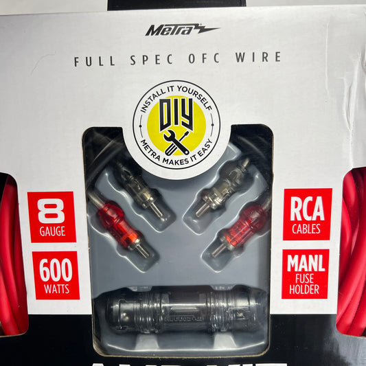 METRA Complete Amp Kit 17" Power 3" Ground 20" Remote 8 AWG 40 AMP Red BY-AK8P