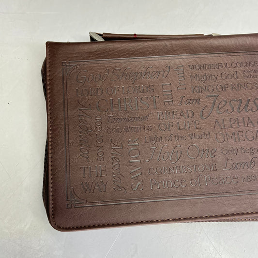 CHRISTIAN ART GIFTS Isaiah 9:6 Faux Leather Classic Bible Cover 8"x11" Walnut
