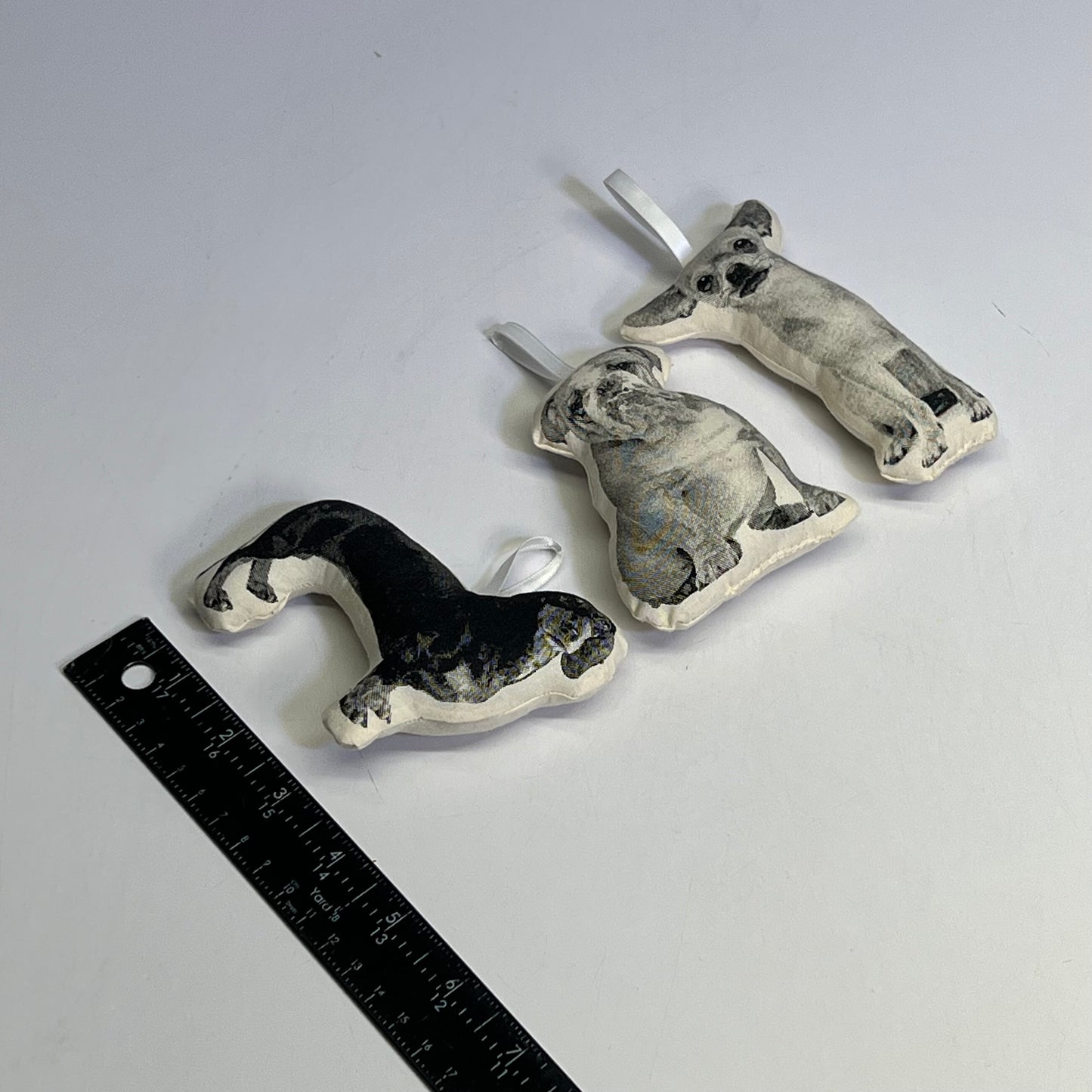 BRODERPRESS (3 PACK) Hand Silkscreened Dog Ornaments 3.5"x5" Black & White