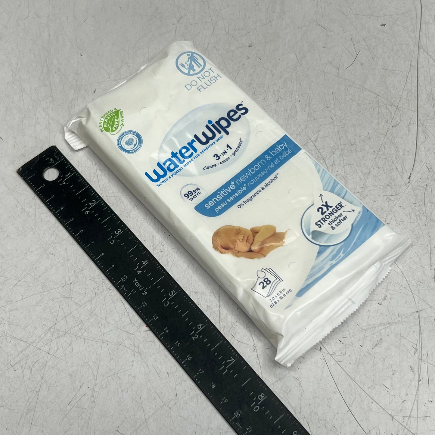 WATERWIPES (5 PACK of 28 Wipes) Sensitive+ Newborn Baby Wipes 7" x 6.6" White 100020 BB 05/27