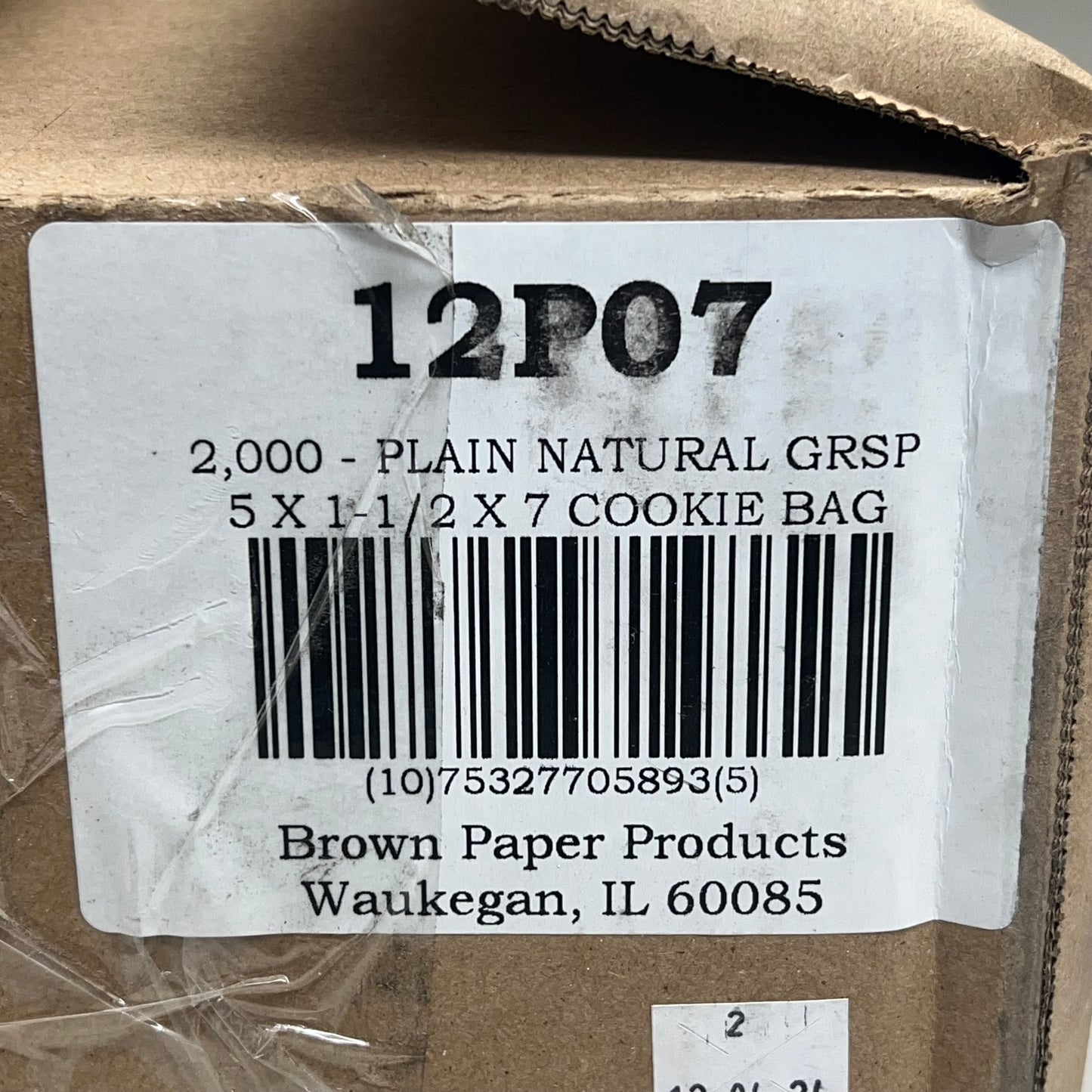 BROWN PAPER GOODS (2,000 PK) Plain Natural Gusseted Singles Cookie Bags 5"x7" 12P07
