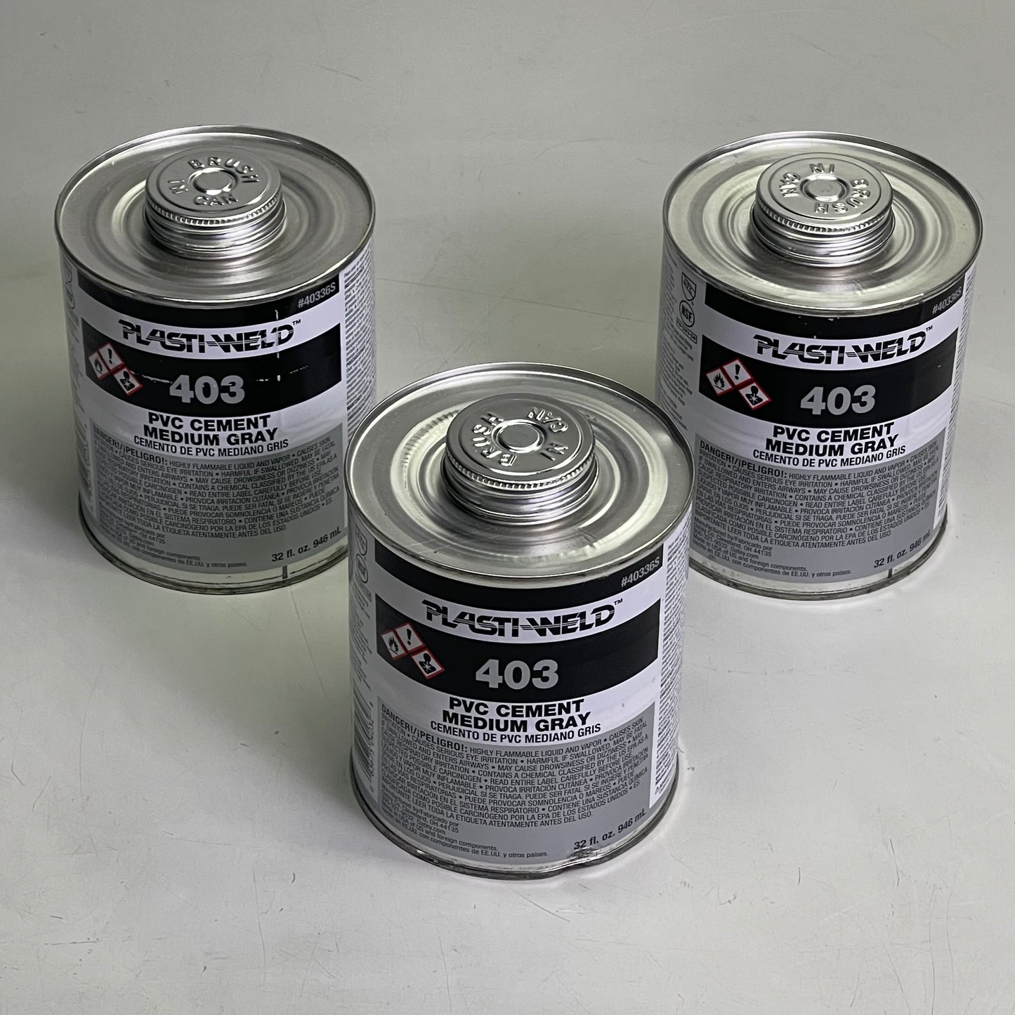 PLASTI-WELD (3 PACK) 403 PVC Cement Medium Gray 32 fl oz G40336S