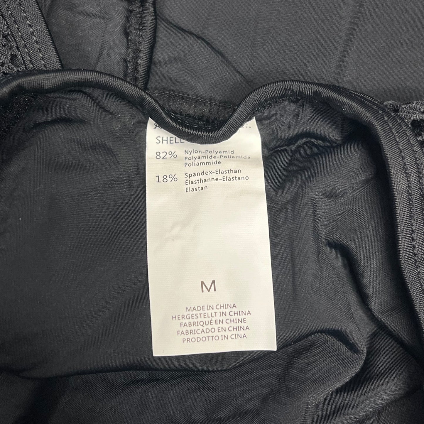 CHARMO Solid Cross Plunge Crochet One Piece Swimsuit Women's Sz M Black