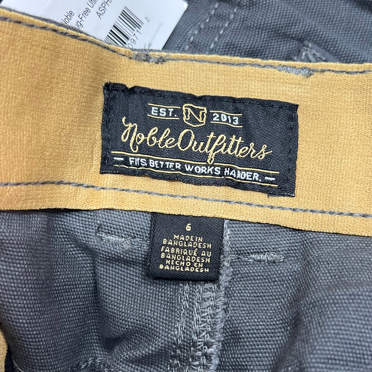 NOBLE OUTFITTERS Tug-Free Stretch Canvas Utility Pant Women's Sz 6 Asphalt 24036