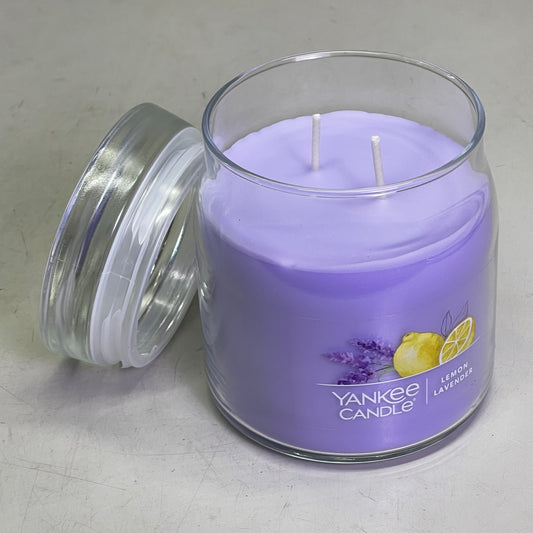 YANKEE CANDLE Lemon Lavender 2-Wick Candle Medium Jar, 13 oz Purple 1630004