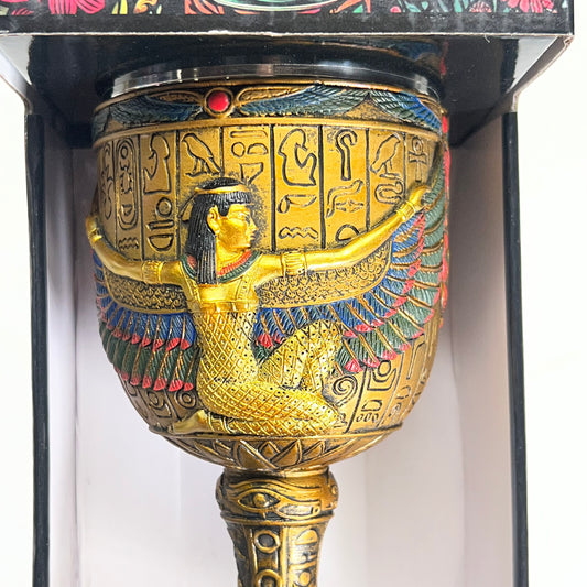 PACIFIC GIFTWARE Eqyptian Goddess Isis Open Wing Wine Goblet 6 Oz Gold 11528