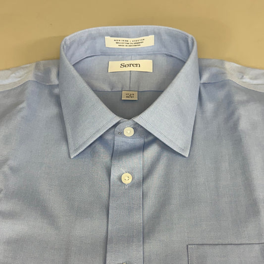 SOREN Tailored Fit Button Up Long Sleeve Shirt Men's 36-37 / 17-1/2" Light Blue X0002LTBLUE
