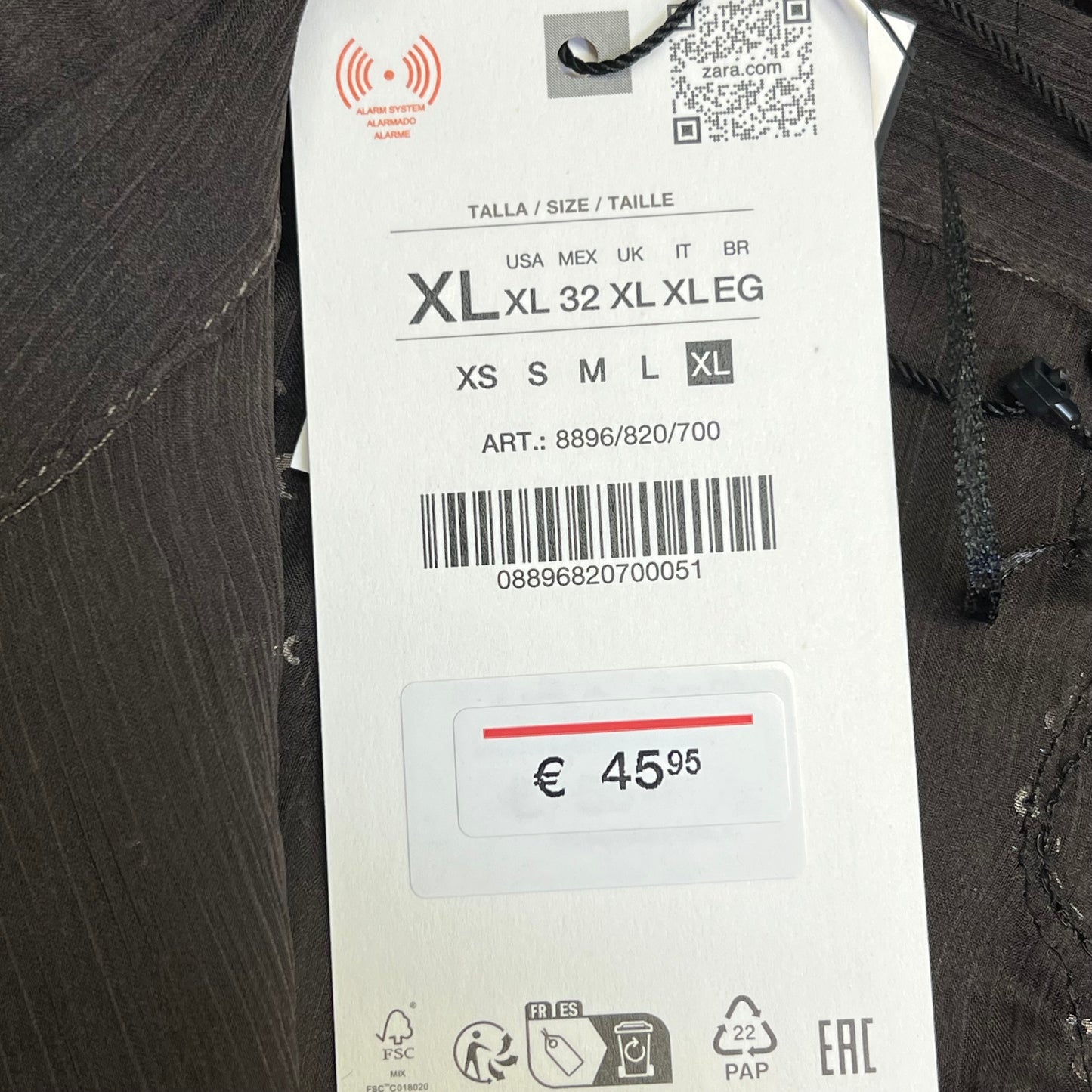 ZARA Button Up Semi-Sheer Sequin Feather Blouse Women's Sz XL Black/Brown