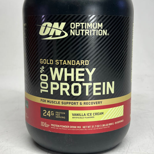 OPTIMUM NUTRITION Gold Standard 100% Whey Protein Powder Vanilla Ice Cream 31.7 oz - 29 Servings BB 05/27