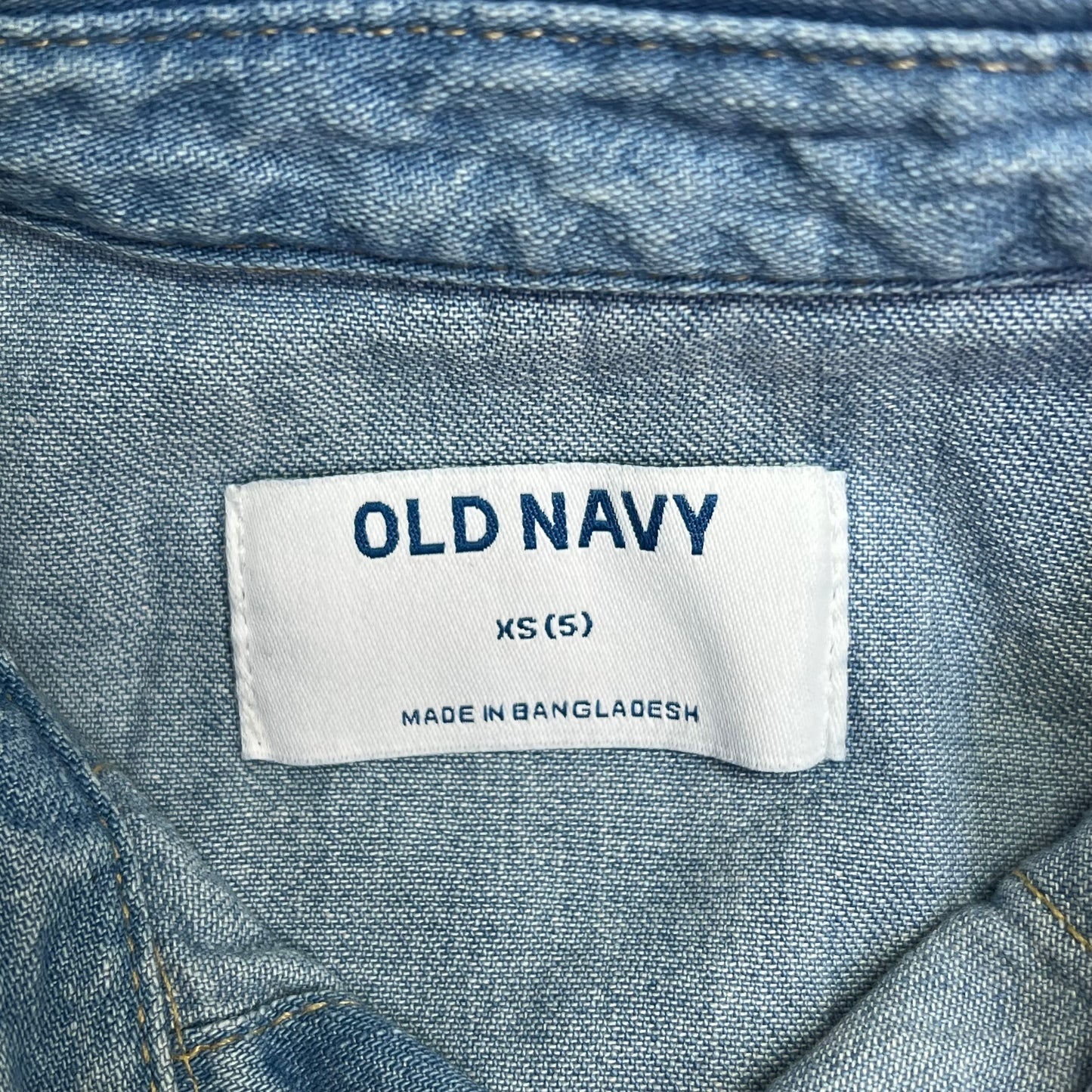 OLD NAVY Denim Western Pocket Shirt Long Sleeve Collared Boy's Sz XS Light Blue