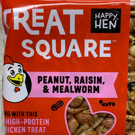 HAPPY HEN (3 PACK) Treat Square Peanut, Raisin & Mealworm 7.5 oz 855297003391