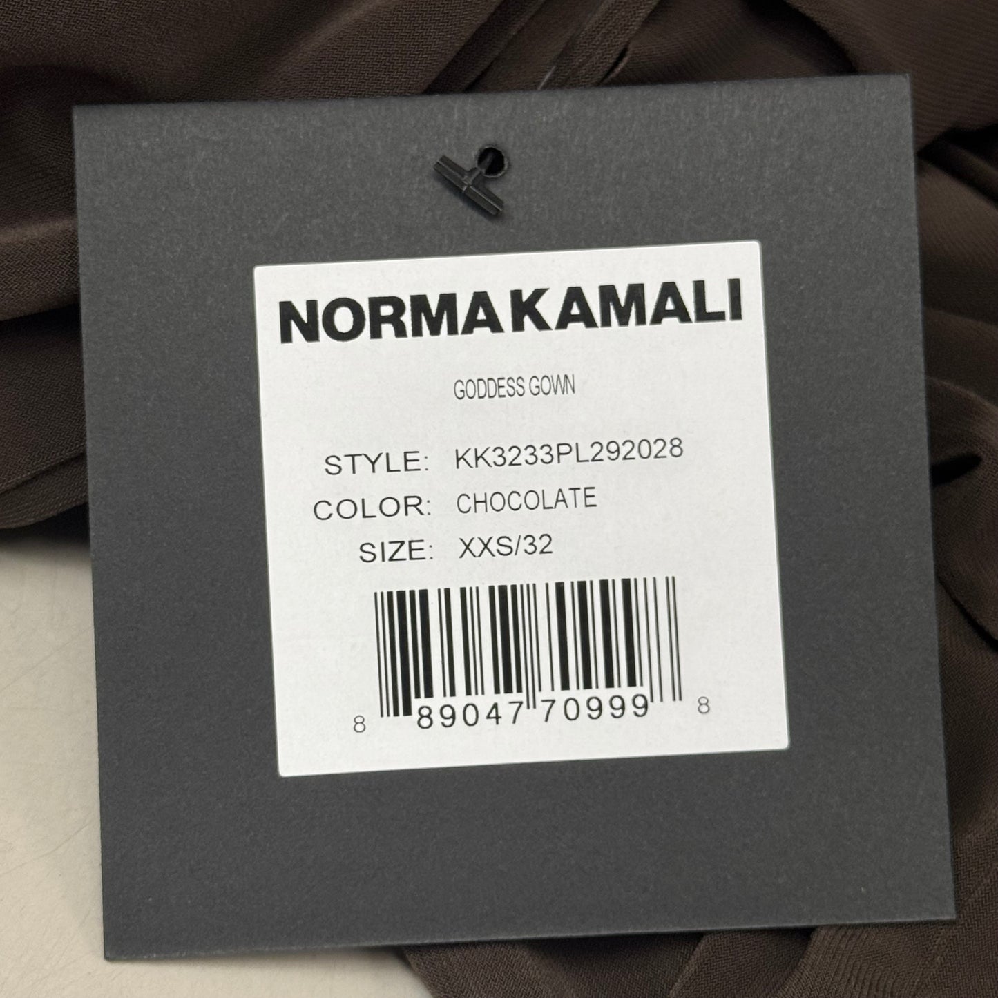 NORMA KAMALI Goddess Dress Unlined Women's Sz XXS/32 Chocolate KK3233PL292028