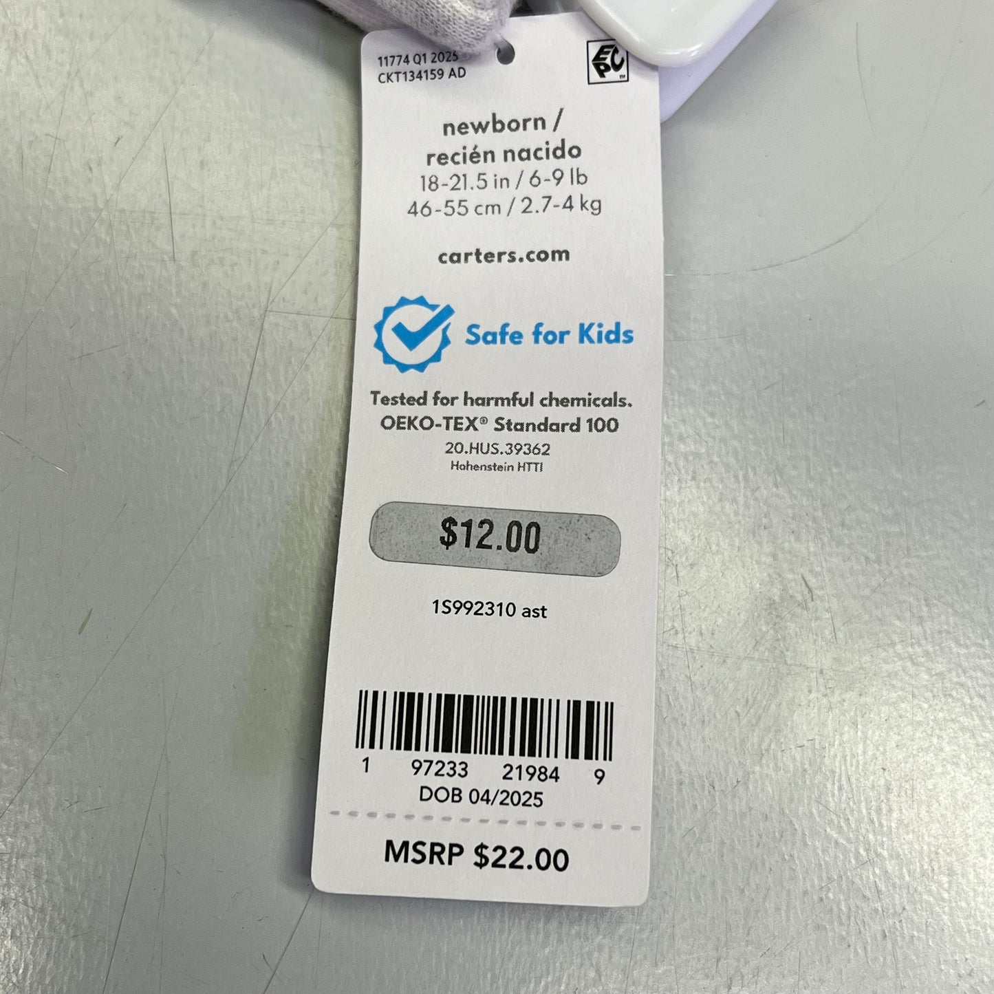 CARTERS (SET OF 2) Cotton Jogger Pants Babys Newborn Heather Grey/Ivory 1S992310