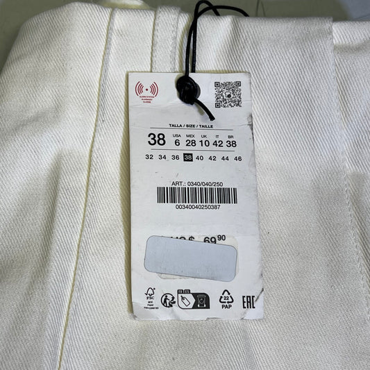 ZA@ ZARA White Clip Closure Pants Women's Sz 38 White (AS-IS)