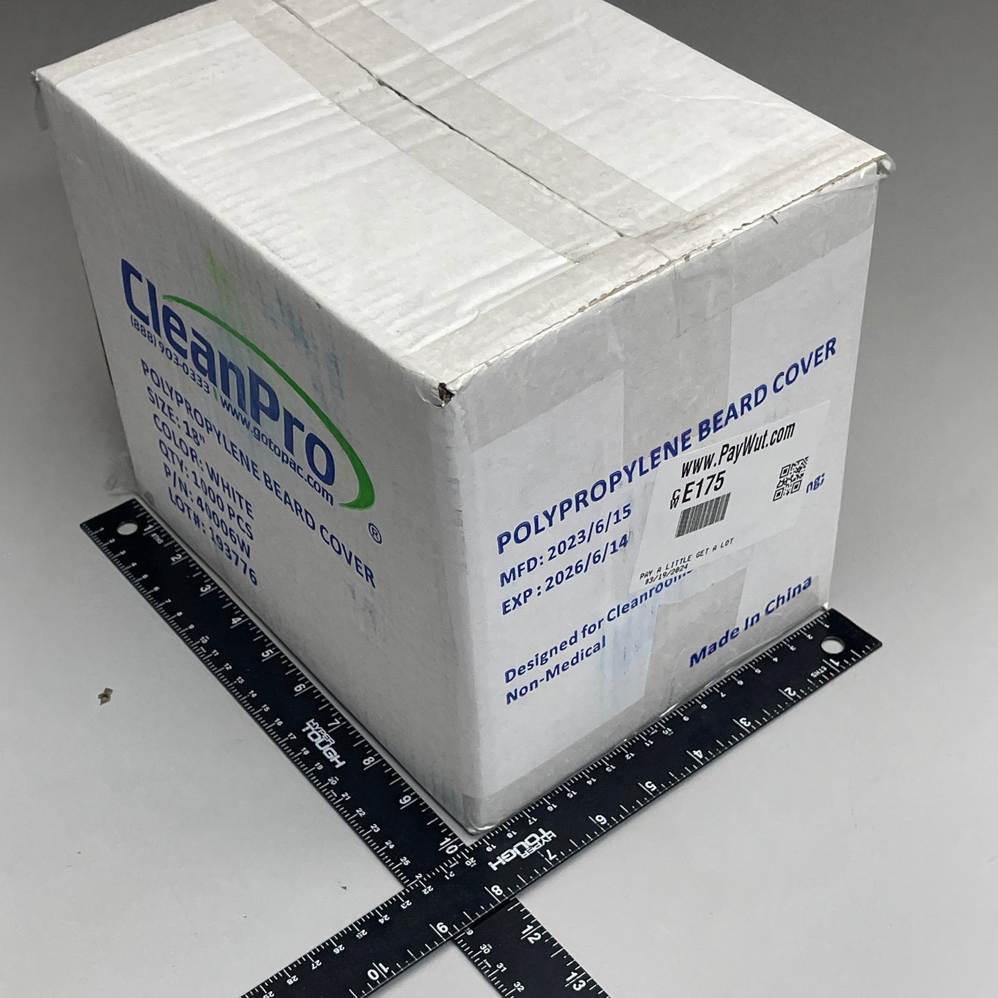 ZA@ CLEANPRO (1,000 PACK) Polypropylene Beard Cover 18” 40006W BB 06/14/26
