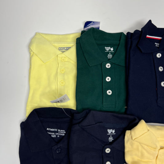 ZA@ (9 PACK) Uniform Soft Pique Polo Shirts Boy's Sz 3T Yellow, Navy & Green