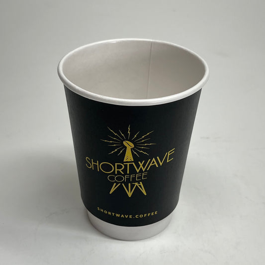 ZA@ SHORTWAVE COFFEE (25 PACK) Disposable Hot Beverage Cups 4"x3.5" Black/White