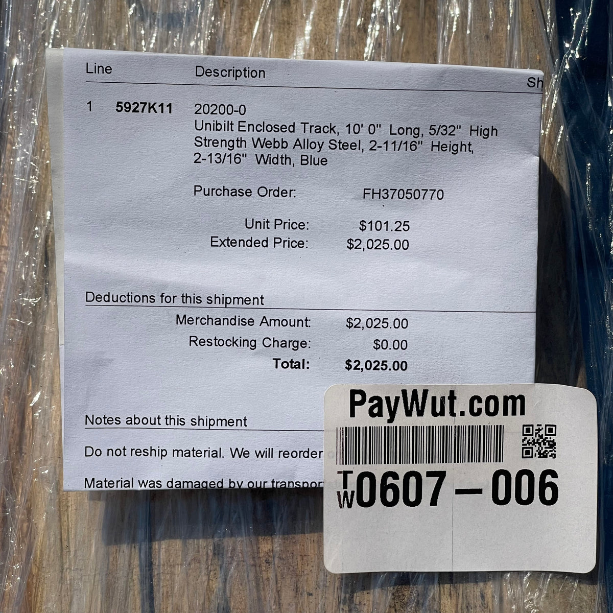 UNIBILT Enclosed Track Conveyor Components 10'x3"x2.5" Blue