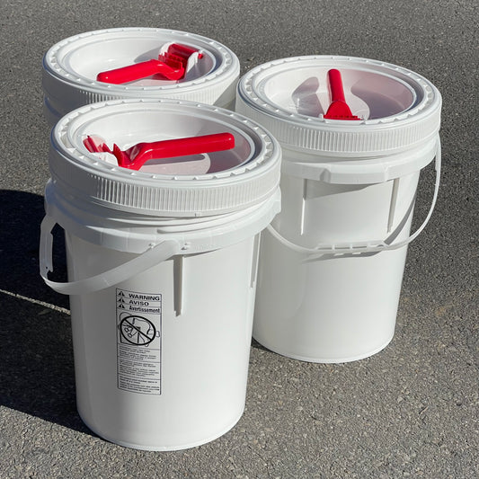 ZA@ M&M INDUSTRIES (3 PACK) Life Latch Liquid Container 5 Gal White, Made in USA