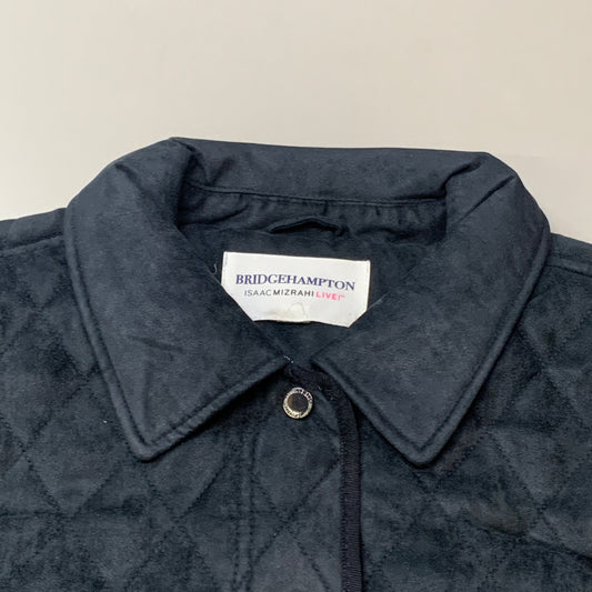 BRIDGE HAMPTON ISSAC MIZRAHI LIVE! Faux Suede Coat Full Snap Up Black Size M