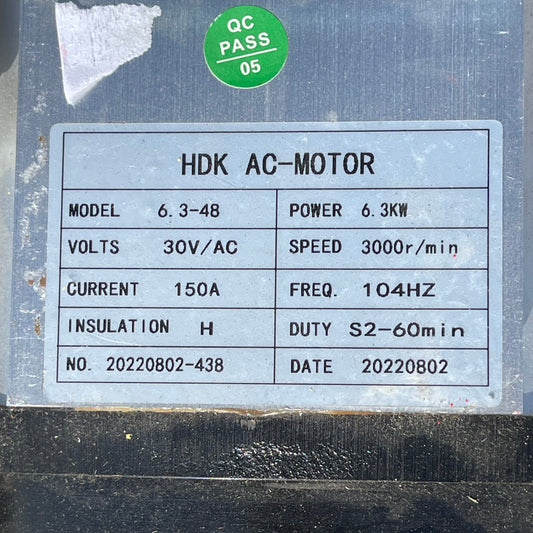 Z@ HDK AC Motor for Evolution Golf Carts 6.3-48