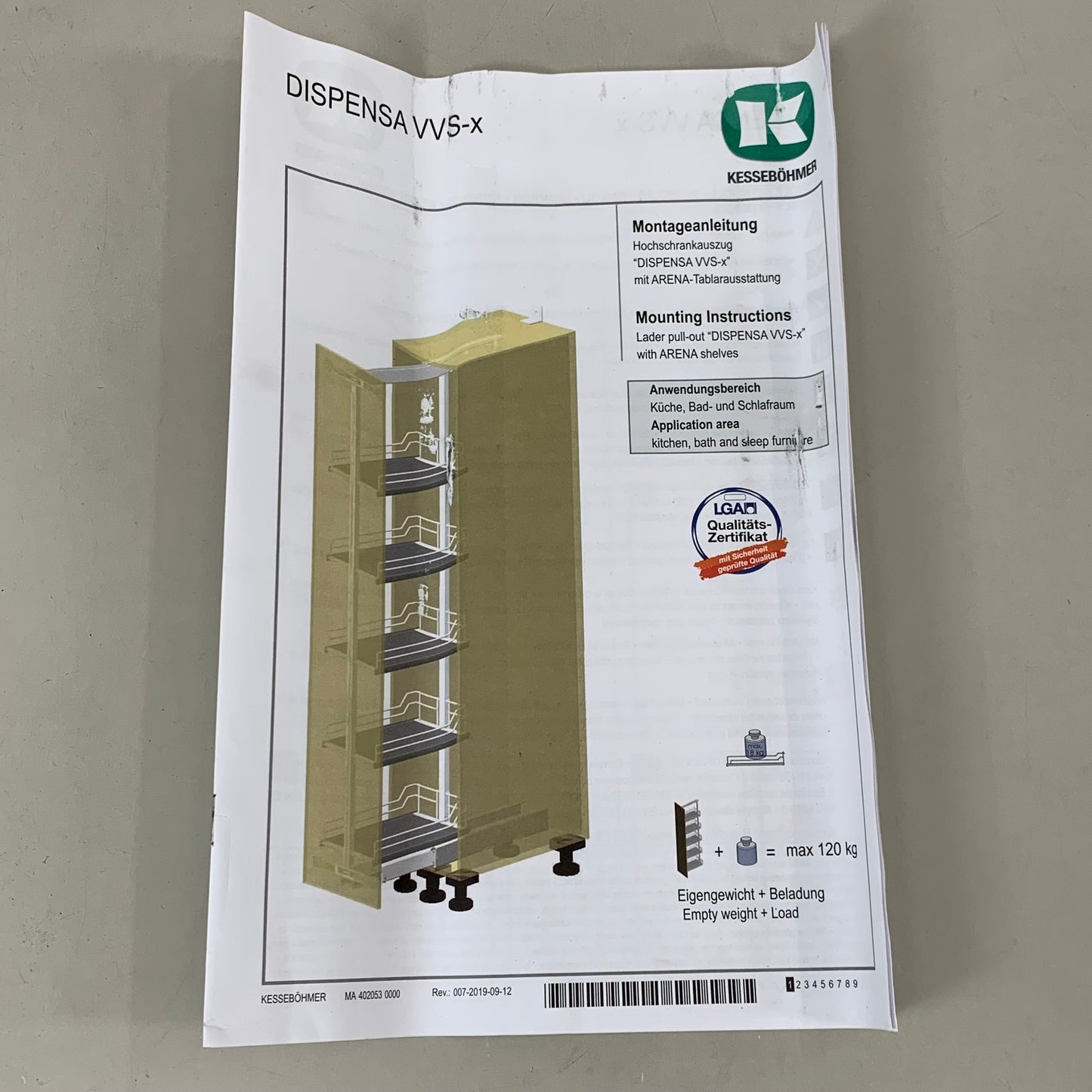 KESSEBOHMER Door Guides For Extension 90 Degree Titanium Soft Stop 0942359006