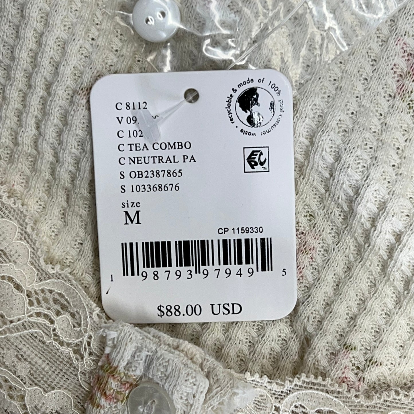 FREE PEOPLE Let's Party Cardi-print Top Women's Sz M Tea Combo 103368676