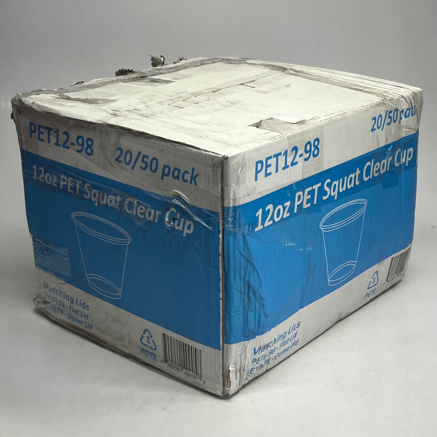 ZA@ PET SQUAT (1000 Cups) 12 oz Clear Cup PET12-98 (New Other, Distressed Box)