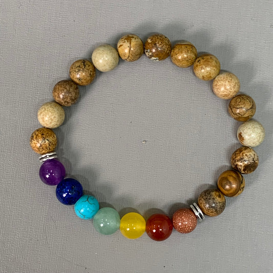 BEST WHOLESALE (12 PACK) Beaded Light Brown Rainbow Crystal Bracelets 3" New