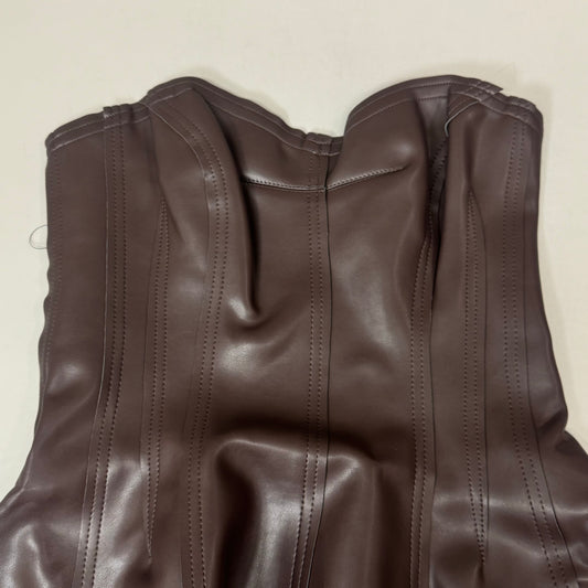 NORMA KAMALI Strapless Grace Mini Dress Unlined Women's Sz M/38 Chocolate