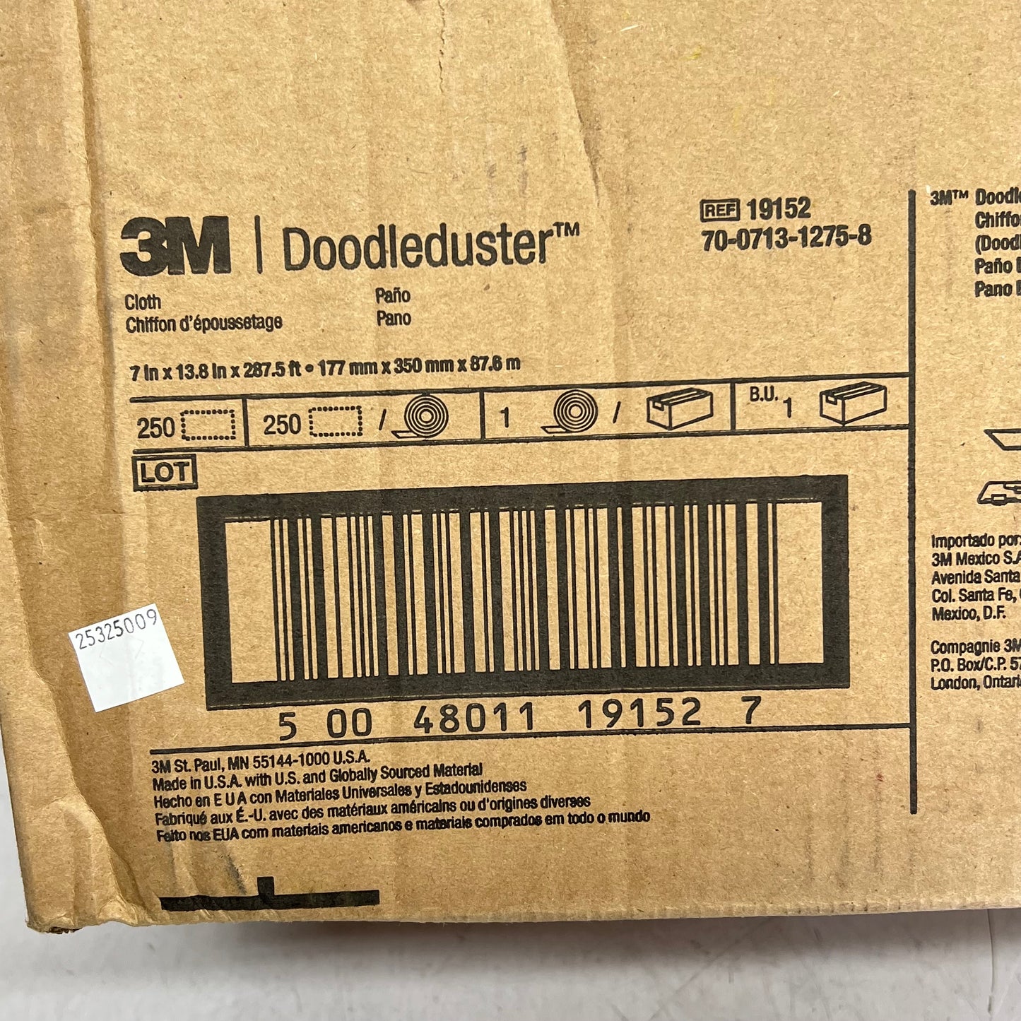 3M Doodleduster Cloth Disposable Microfiber 7" 13.8" x 287.5' White 19152