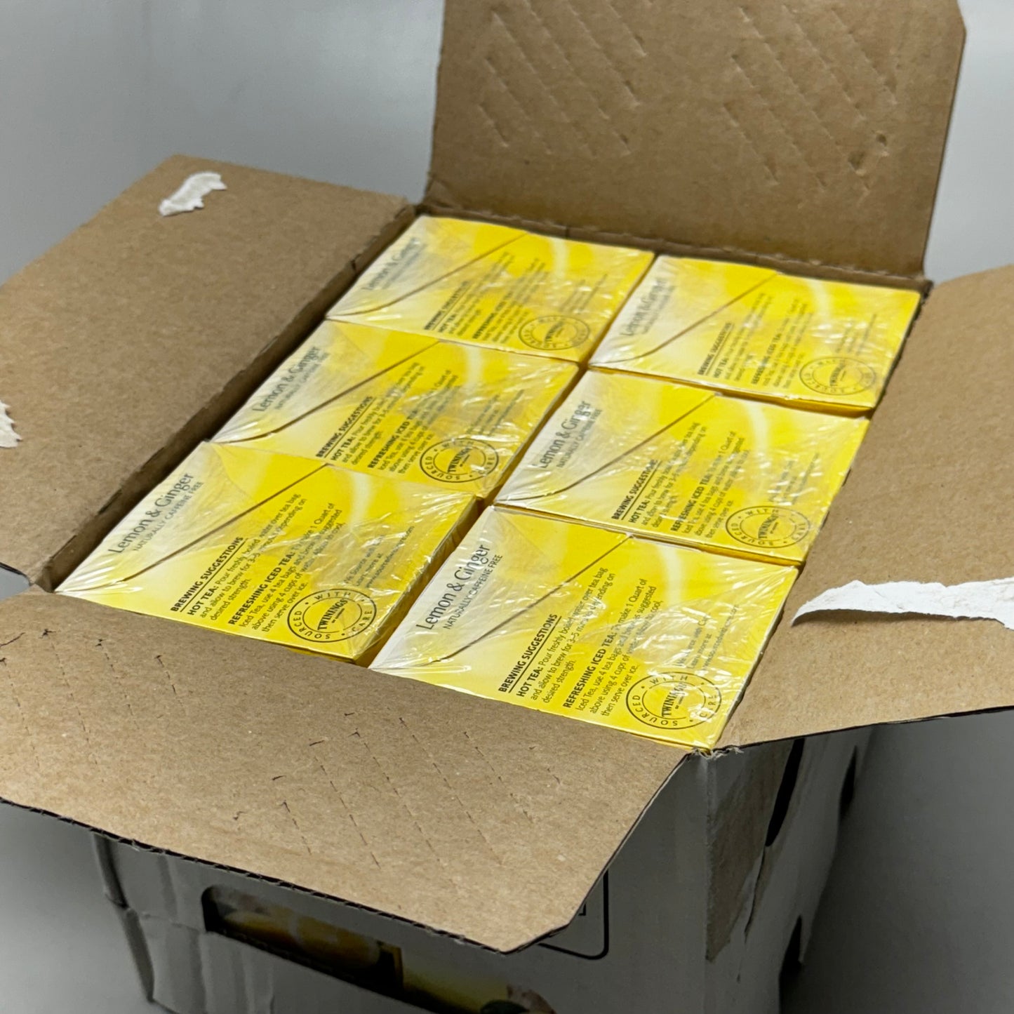 TWININGS of London (6 PACK) Lemon & Ginger Herbal Tea 20 Bags per Box 16895 Exp 7/25