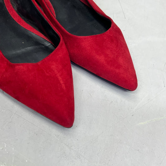 GUESS Vida Pointy Ankle Wrap Around Ballet Flats Women's Sz 7.5 Red (Pre-Owned)