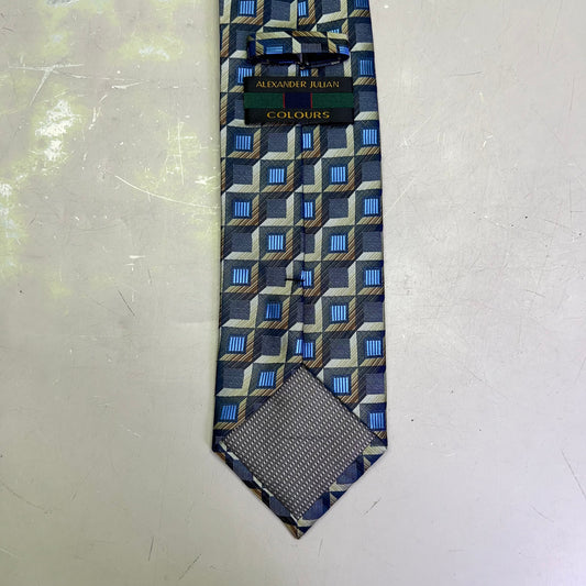 ALEXANDER JULIAN COLOURS 3D Square Tie 60" Blue/Multicolor Pattern (Pre-Owned)