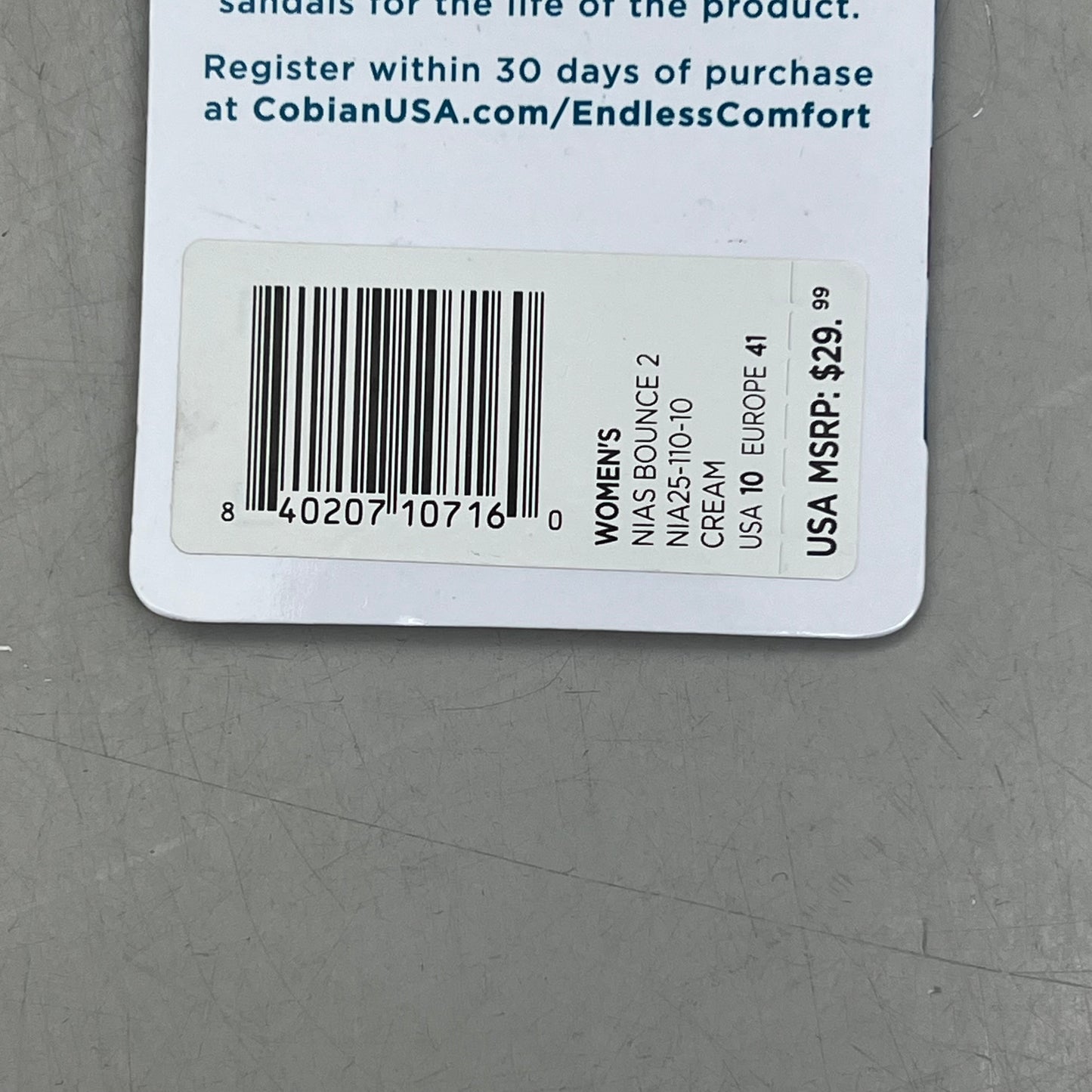 COBIAN Nia's Bounce Synthetic Leather Sandals Women's Sz 10, EU 41 Cream NIA25-110-10