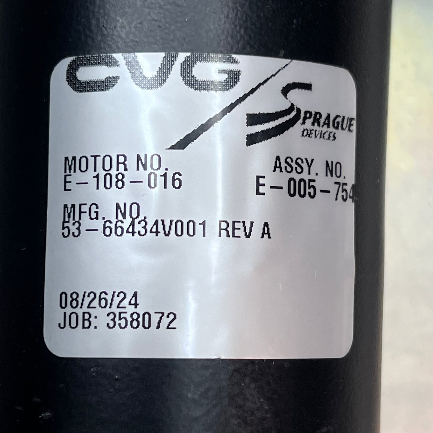 SPAGUE KENWORTH Windshield Wiper Motor & Bracket E-108-016 53-66434V001