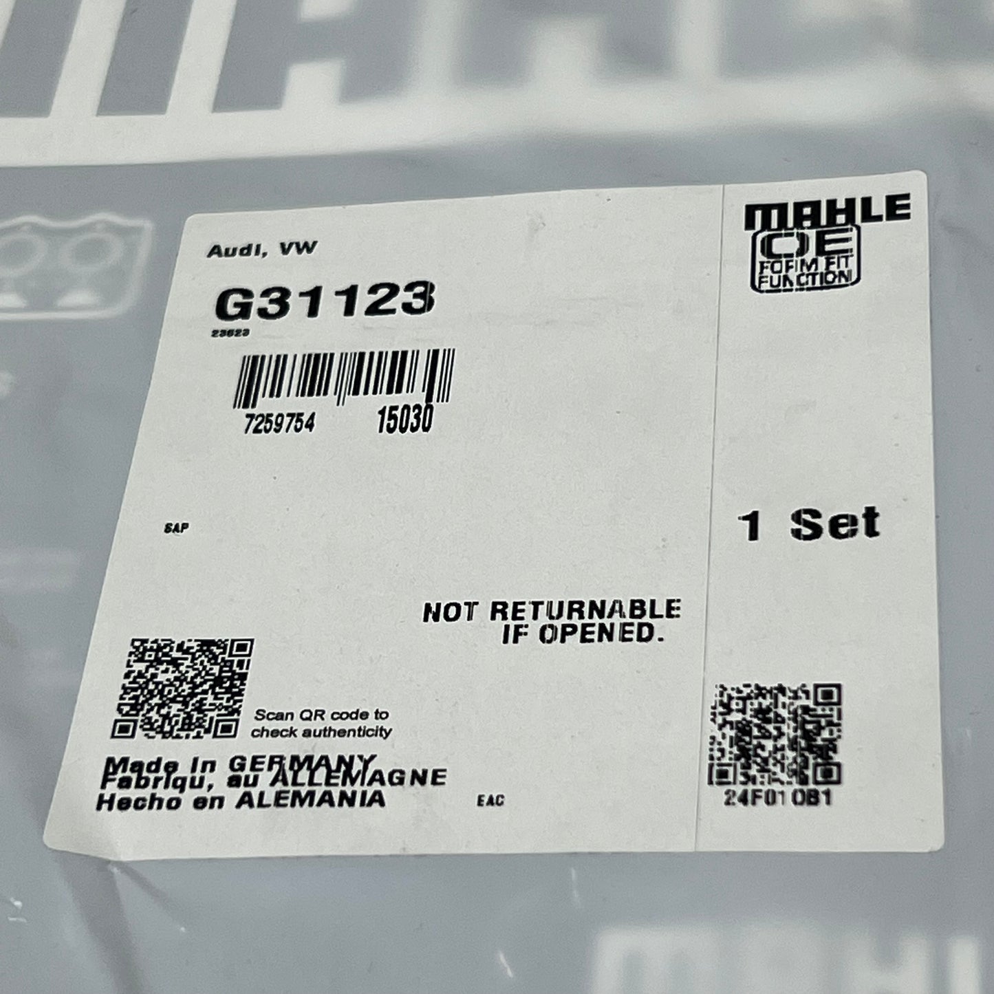 MAHLE Fuel Injection Throttle Body Mounting Gasket For Volkswagen G31123