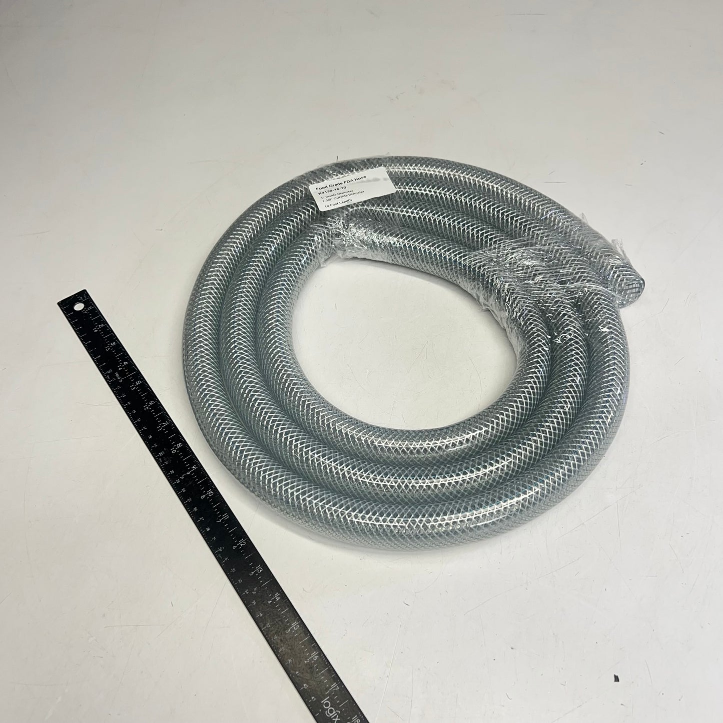 KURI TEC Food Grade FDA Hose Clear Braid 1" ID 1-3/8" OD 10' K3130-16-10