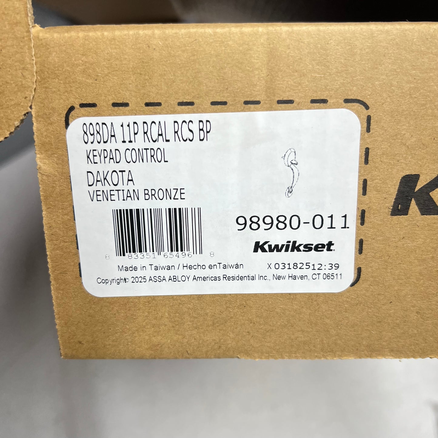 ZA@ KWIKSET Handleset Dead Bolt Keyed One Side Exterior Only (As-is Missing Parts)