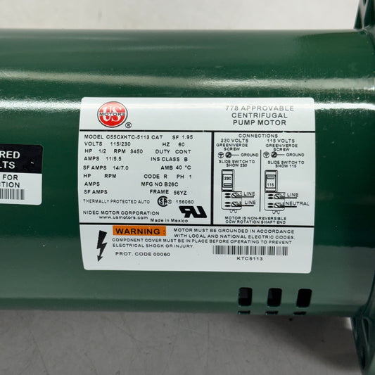 US MOTORS 778 Approvable Centrifugal Pump Motor 115/230V, KTC5113