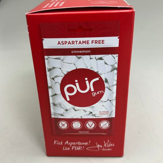 PUR (12 PACK, 55 Pieces Each) Sugar Free Cinnamon Flavored Chewing Gum