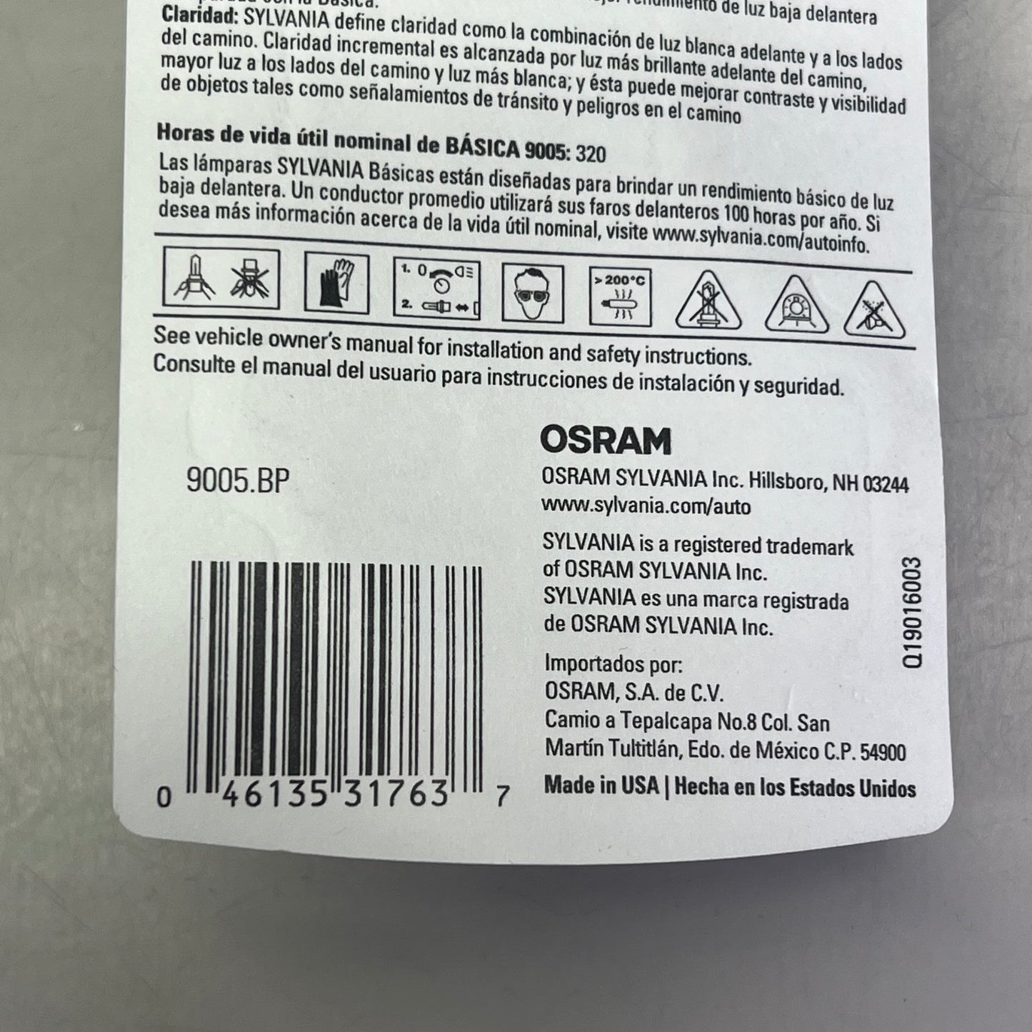 SYLVANIA (2 PACK) Basic Halogen Headlight OE Quality 12.8V White 9005.BP