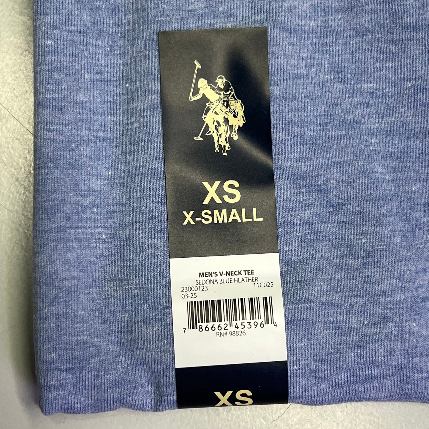 ZA@ U.S. POLO ASSN V-Neck Short Sleeve Tee Shirt Men's Sz XS Sedona Heather Blue