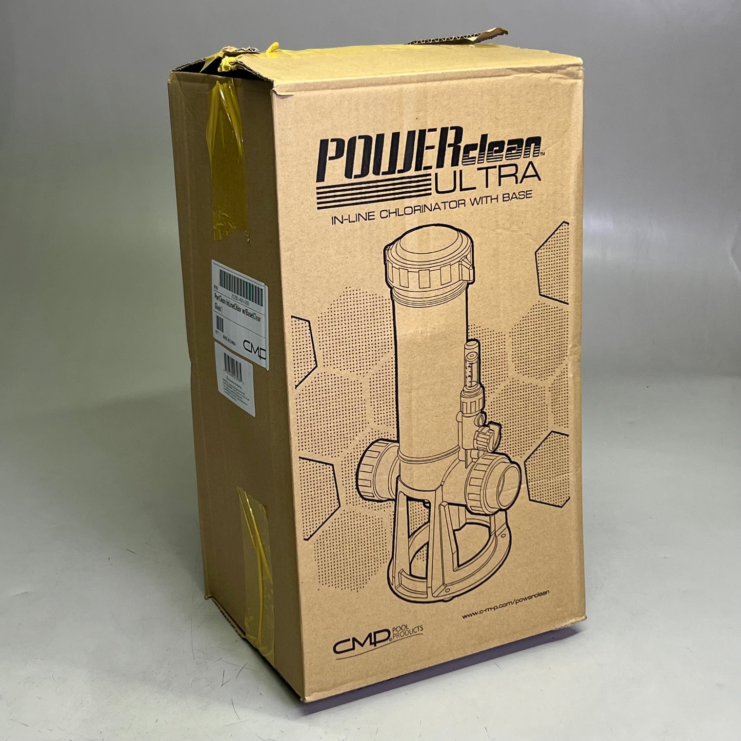 CMD Powerclean Tab Ultra In-line Chlorinator with Base w/ Clear Glass, White