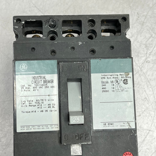 GENERAL ELECTRIC Molded Case Circuit Breaker 23 AMP 3 Pole TED134025 (Used)