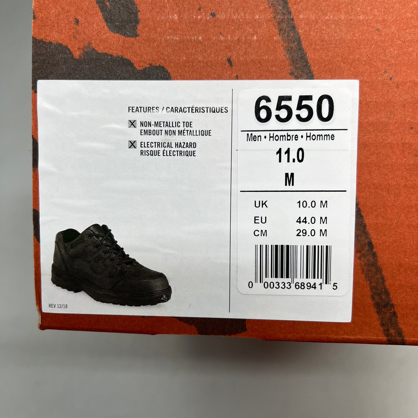 RED WING SHOES Safety Toe Non Metallic Oxford Shoe Men's Sz 11 M Black 6550