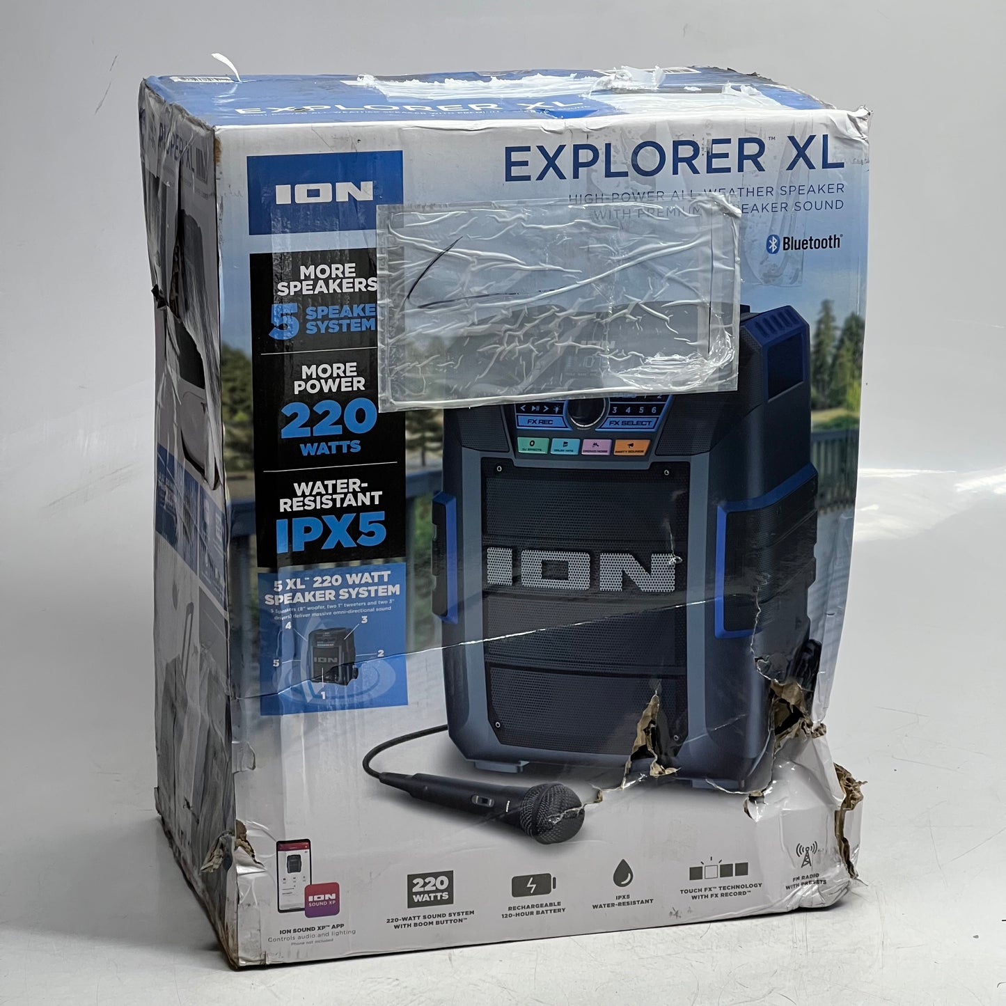 ION Explorer XL High Power All Weather Portable Speaker 220W, Black EXPLORERXLXUS (New Other, Distressed Box & Minor Cosmetic Damage)