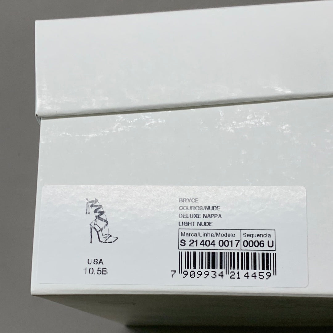 SCHUTZ Bryce Ankle Tie Women's Leather High Heel Sandal Light Nude Sz 10.5B (New)