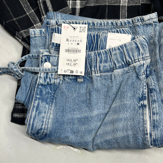 ZA@ ZARA Lot Of Assorted Clothing Thick Flannel Men's Sz XL/L Black/White/Blue